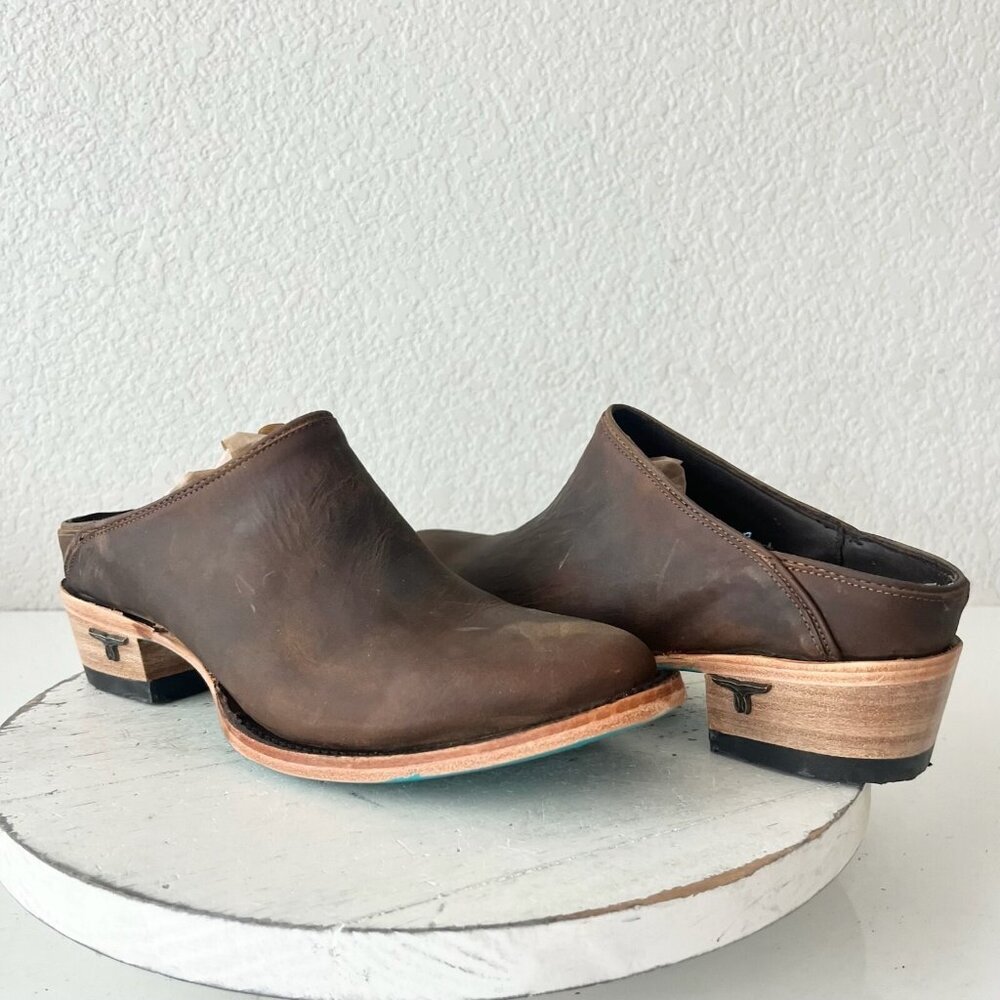 Lane Plain Jane Mule Womens Brown Leather Cowboy Boots Short Western Shoes 7.5